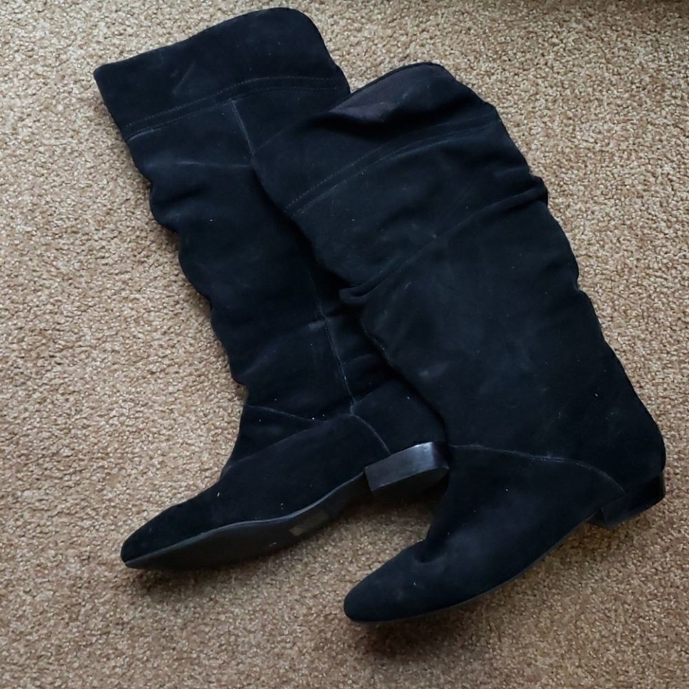 Aldo women's Black leather suede below the knee high boots size 40